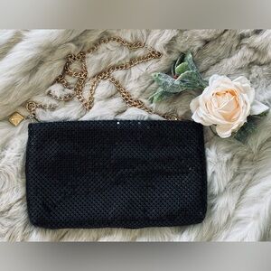 Whiting And Davis VINTAGE Black Mesh Metal Small Crossbody Bag / Clutch - NEW
